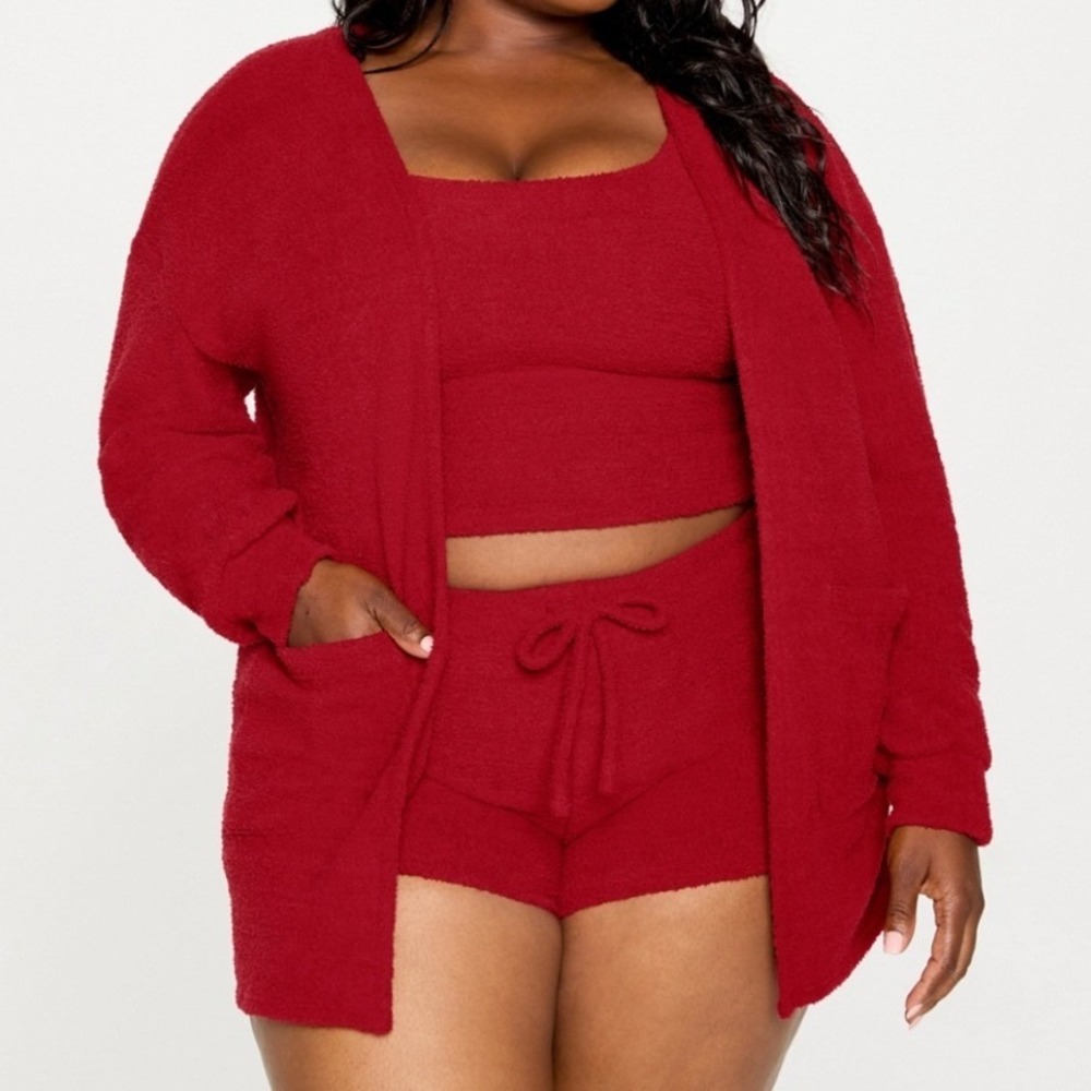 NWT‎ Yitty Pet Me Cardigan Plus Size Womens 6X Holly Berry Soft Cozy Loungewear